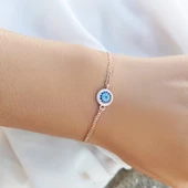 Vaoov 925 Ayar Gümüş Rose Nazar Bileklik thumbnail 4