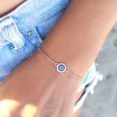 Vaoov 925 Ayar Gümüş Rose Nazar Bileklik thumbnail 3