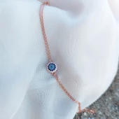 Vaoov 925 Ayar Gümüş Rose Nazar Bileklik thumbnail 5