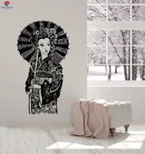 Oturma Odası, Yatak Odası Duvar Sticker Şemsiye Oryantal Çiçekler Çıkartmalar Ile Japon Güzellik Geyşa - 1