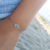 Vaoov 925 Ayar Gümüş Rodyumlu Nazar Bileklik thumbnail 3