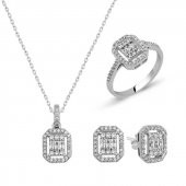 Gümüş Baget Taşlı Bayan Set  SL3482 thumbnail 1