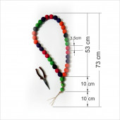 Kallavi Büyük Dev Boy 72cm Ahşap 3,5cm Boncuk Renkli Duvar Süsü 33 lük Tesbih Tespih Tespik Tesbik - 3