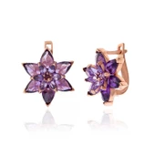 Gümüş Rose Mor Lotus Çiçeği Kadın Küpe SL5447 thumbnail 1