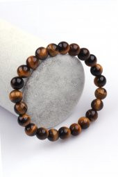 Kaplan Gözü Doğal Taş 8 mm Küre Kesim Bileklik thumbnail 1