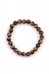 Kaplan Gözü Doğal Taş 8 mm Küre Kesim Bileklik thumbnail 2