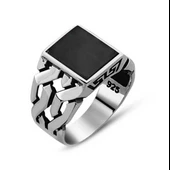 Gümüş Siyah Taşlı Erkek Yüzük  SL3264 thumbnail 3