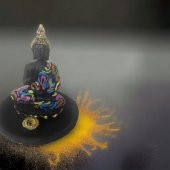 T.Concept Dekoratif, Dua Eden Buddha Siyah Ters Akışlı Buhurdanlık Renk Desenli - 4