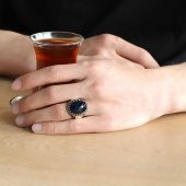 Gümüş Siyah Zirkon Taşlı Erkek Yüzük  SL3254 thumbnail 2