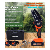 Max Extra MX8008 20 V 2.0 Ah Şarjlı Çift Akülü Mini Dal Budama Testeresi - 4