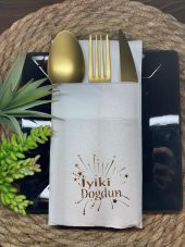 Gold Yaldızlı İyi Ki Doğdun Beyaz Peçete 12 lı 40x40 - 1