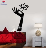 Oturma Odası, Yatak Odası Duvar Sticker Hinduizm Mehndi Lotus Çiçeği Meditasyon Odası Çıkartmaları - 1