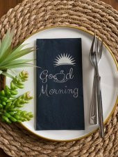 Gümüş Yaldızlı Siyah Good Morning Peçete - 1