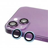 KNY Apple İphone 15 İçin Metal Çerçeveli Tekli CL-07 Kamera Cam Koruyucu Mavi - 1