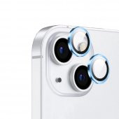 KNY Apple İphone 15 İçin Metal Çerçeveli Tekli CL-12 Safir Kamera Cam Koruyucu Mavi - 1