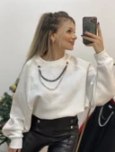 Yarasa Kol Kolyeli İçi Şardonlu Sweatshirt - 1