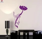 Oturma Odası, Yatak Odası Duvar Sticker Lotus Çiçeği El Yoga Stüdyosu Budizm Hinduizm Çıkartmalar Benzersiz Hediyelik thumbnail 1