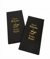 Gold Yaldızlı Siyah Hayat Kahveden Sonra Başlar Peçete 6x12 cm - 1