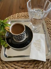 Gold Yaldızlı Beyaz Coffee Therapy Peçete 6x12 cm thumbnail 2