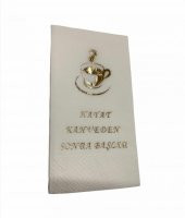 Gold Yaldızlı Beyaz Hayat Kahveden Sonra Başlar Peçete - 1