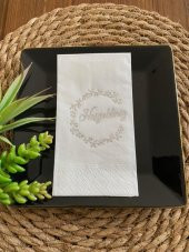 Gümüş Yaldızlı Beyaz Hoş geldiniz Peçete thumbnail 2