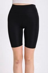 Kadın Mürdüm İnce Kemer Yüksel Bel Toparlayıcı Spor Biker Şort Tayt - 1