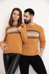 Sevgili Kombini Safran Desenli Kazak - 1