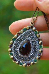 STONEAGE JEWELLERY Bordo Kristal Taşlı Bayan Kolye thumbnail 2