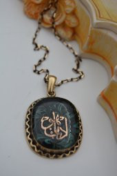 STONEAGE EDEP YA HU YAZILI EBRULU KOLYE thumbnail 5