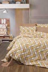 Emmy Nevresim Takımı Çift Kişilik Pamuklu 4 Parça Çarşaflı Nevresim Seti Sarı - 1