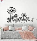 Oturma Odası, Yatak Odası Duvar Sticker Çiçek Sanat Karahindiba Kız Yatak Odası Çiçekler Çıkartmalar - 1