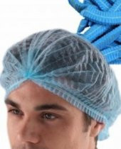 1000 Adet Cerrahi Mavi Tela Nonwoven Akordeon Bone 52 Cm Çift Lastikli Saç Bonesi - 1