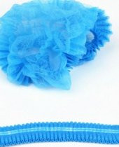 1000 Adet Cerrahi Mavi Tela Nonwoven Akordeon Bone 52 Cm Çift Lastikli Saç Bonesi - 2