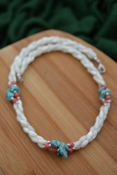 STONEAGE Bayan Kolye Sedef Mercan ve Turkuaz Doğal Taş El Yapımı Özel Tasarım thumbnail 6