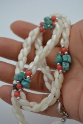 STONEAGE Bayan Kolye Sedef Mercan ve Turkuaz Doğal Taş El Yapımı Özel Tasarım thumbnail 8