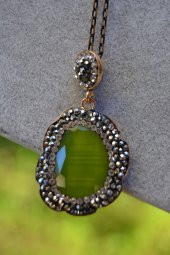 STONEAGE JEWELLERY Bayan Kolye Kedi Gözü Fıstık Yeşili thumbnail 2