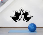 Oturma Odası, Yatak Odası Duvar Sticker Spor Yoga Odası Lotus Poz Çiçek Meditasyon Çıkartmalar thumbnail 1