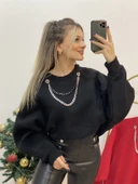 Yarasa Kol Kolyeli İçi Şardonlu Sweatshirt - 2