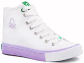 BENETTON 30189 Beyaz Lila Kadın Spor Ayakkabı - 1