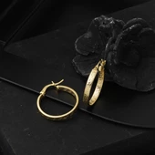 14 Ayar 2,5 cm. Çaplı Versage Halka Küpe Altın thumbnail 4