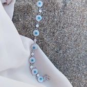 Vaoov 925 Ayar Gümüş Rodyumlu Çoklu Nazar Bileklik thumbnail 5