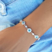 Vaoov 925 Ayar Gümüş Rodyumlu Çoklu Nazar Bileklik thumbnail 4