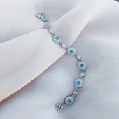 Vaoov 925 Ayar Gümüş Rodyumlu Çoklu Nazar Bileklik thumbnail 2