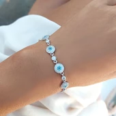 Vaoov 925 Ayar Gümüş Rodyumlu Çoklu Nazar Bileklik thumbnail 1