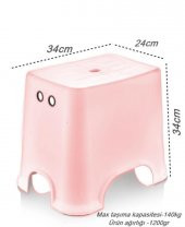 Geseus Banyo Taburesi Çok Amaçlı Tabure Kaymaz Ayakalı Max-140kg Taşıma Kapasitesi-Pembe-5171-84P - 3