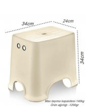 Geseus Banyo Taburesi Çok Amaçlı Tabure Kaymaz Ayakalı Max-140kg Taşıma Kapasitesi-Bej-5171-84B - 2