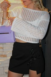 Bağcıklı Şort Etek Siyah - 1334.100 thumbnail 4