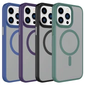 iPhone 15 Pro Max Kılıf Mat Arka Yüzey Wireless Şarj Özellikli Flet Magsafe Kapak Kılıf thumbnail 8