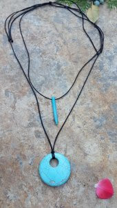 STONEAGE Turkuaz Doğal Taş Antiallerjik İkili Bayan Kolye thumbnail 1