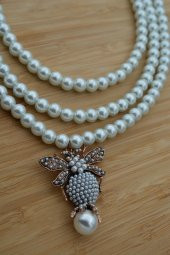 STONEAGE İncili Bayan Kolye Zirkon Taşlı Arı Figürli thumbnail 7